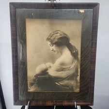 Antique Photo Print VICTORIAN MOTHER BREASTFEEDING BABY Old frame picture