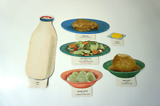 Vintage 1960s School Nutrition Die Cut Cardboard Picture Cards Food  Dinner Lot picture