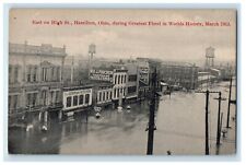 1913 East on High St. During Great Flood in World History Hamilton OH Postcard picture