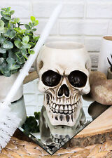 Ebros Gift Skull Head Resin Figurine Toliet Brush Holder Halloween Decor picture