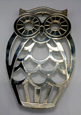 VTG MCM Retro Silver-Plated OWL Trivet Stand By Lenard Silver Co. 10x6 Inches. picture