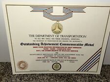 D.O.T. OUTSTANDING ACHIEVEMENT COMMEMORATIVE CERTIFICATE ~ TYPE-2 w/PRINTING picture