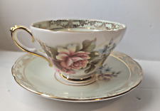 Vintage Royal Sutherland Bone China Widemouth Tea Cup & Saucer Set Roses picture