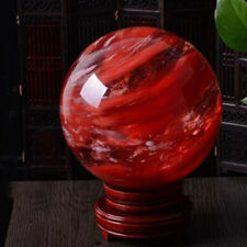 80mm AAA Natural Red Smelting Quartz Crystal Ball Healing Chakra Sphere Gemstone picture