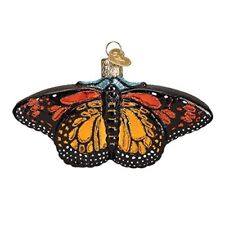 Old World Christmas Monarch Butterfly Bug Glass Tree Ornament 12475 FREE BOX New picture