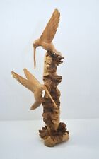 VINTAGE PARASITE WOOD CARVED HUMMINGBIRDS AND BRANCH STATUE FIGURINE picture