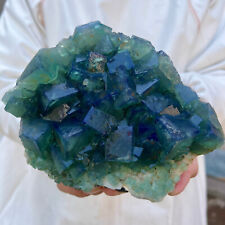 2.6lb Large NATURAL Green Cube FLUORITE Quartz Crystal Cluster Mineral Specimen picture