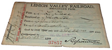 NOVEMBER 1899 LEHIGH VALLEY RAIL ROAD EMPLOYEE MONTHLY PASS #37857 picture