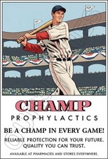 Champ Advertising Poster - 1950's Condom Prophylactic  2 Sizes Of Posters picture