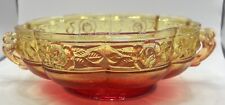 Vintage   Rose Amberina Jeanette Glass Candy Dish Bowl With Handles picture
