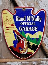 VINTAGE RAND MCNALLY PORCELAIN SIGN HIGHWAY GARAGE MECHANIC REPAIR TRAVEL MAP picture
