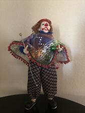 clown figurine collectible, 14”, Fabric Clothing, Detailed Face And Hands picture