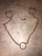 Leg Iron Prison Shackles Handcuffs Solid Metal Patina Collector 50 INCH JAIL picture