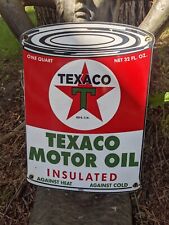 VINTAGE 1956 TEXACO MOTOR OIL CAN PORCELAIN METAL GAS STATION SIGN 11