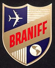 Braniff Airways Shield / Badge Globe Plane c1960's-60's Airline Sticker Scarce picture