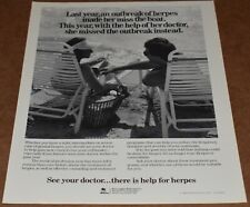 1986 Print Ad See your doctor there is help for HERPES Burroughs Wellcome lady picture