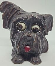Antique OSWALD Germany Rotating 'Rolling Eyes' Carved TERRIER Dog Desk Clock picture