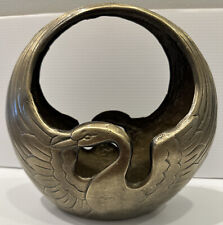 Brass Swan Planter Vintage Vase Egret Stork Nora Fenton Designs Bird Table Bowl picture
