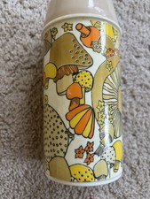 VTG 1970s Aladdin Thermos Retro Boho Magic Mushroom Golden Brown Psychedelic  picture
