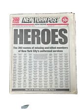newspaper New York Post September 17 2001 92 page issue 'Heroes' picture