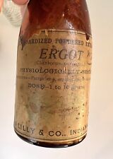 Rare Eli Lilly And Co Amber Bottle w Original Ergot Label W/ Cork Empty Antique picture