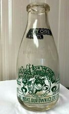 Vintage Round Squat Quart Milk Bottle -Highland Dairy, Athol, MA   picture