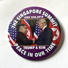 2018 President Trump Kim Jong Un Singapore Summit Historic Pinback Button Badge picture