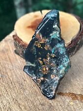 Native Copper 77 gram, Chrysocolla , Black Chalcedony, Natural end Slab. Cabber picture