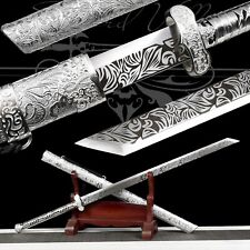 Handmade Katana/Manganese Steel/Silver/Full Tang/RealSharpened Sword/Collectible picture
