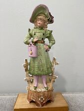 Antique German Carl Schneider Bisque Porcelain Figurine Woman Holding Bag Purse picture