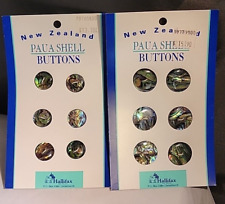 2 Sets of Vintage Paua Shell Buttons Halifax New Zealand Original Packaging picture