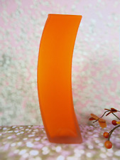 Vintage Bright Orange Curved Glass Vase Frosted Pop Space Age Contemporary picture