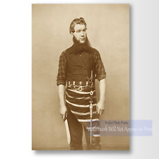 Odd & Creepy Antique Butcher Holding Knife Macabre - Vintage Photo Print picture
