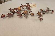 2 Vtg MCM Maple Leaves Branch  Copper Gold Tone Soldered Art Wall Hanging  picture