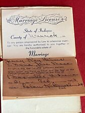 1953 Marriage License Card Warrick County Indiana Boonville picture