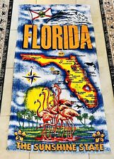 VINTAGE KAUFMAN TERRY BEACH  TOWEL FLORIDA MAP FLAMINGO 31