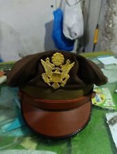 WW2 US Army Aircorps Military Officer Pilots OD Visor Crusher Hat Cap picture
