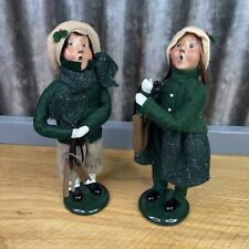 2 Vtg Byers Choice The Carolers 1994 Boy & Girl w/ Ice Skates Signed & Numbered picture