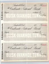 Leadville, CO - M.H. Keene Contractor Busk-Ivanhoe Tunnel Bank Check Sheet 1890 picture