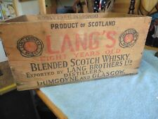 Vintage Lang's brothers whiskey bottle advertisement wood Box Scotch Distillers picture