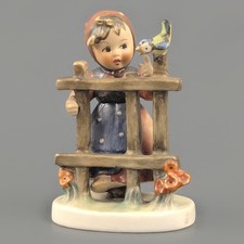Goebel Hummel 203/2/0 Culprit Girl on Fence Bird Figurine W Germany Porcelain picture