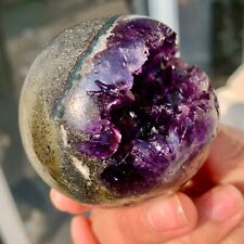 200g+ Natural Amethyst geode quartz ball crystal Start smiling sphere healing picture