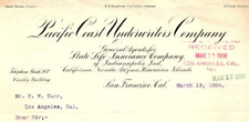 1906 PACIFIC COAST UNDERWRITERS COMPANY SAN FRANCISCO CA  LETTERHEAD Z1401 picture