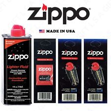 Zippo 4 oz Fuel Fluid And 3 Value pack (12 Flints & 1 Wick) Combo Set picture