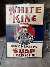 Embossed Old Sign WHITE KING SOAP ‘It Takes So Little’ Advertising Sign picture