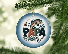 Fishing Papa * Fish Hook - 3" Aluminum Ornament picture