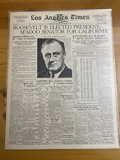 VINTAGE NEWSPAPER HEADLINE ~ 1932  PRESIDENT  ROOSEVELT ELECTED DEPRESSION FDR picture