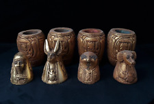 Ancient Egyptian Antiques Set 4 Canopic Jars Used at Mummification Process BC picture