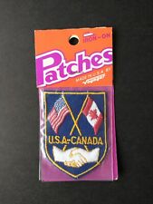 Vintage Embroidered Patch USA Canada Flags & Handshake Iron On NOS New Made USA picture