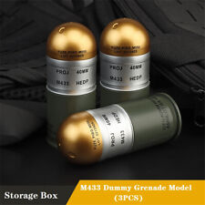 M433 Dummy Grenade Model Props ABS Storage Case Military Fan Collection 3Pcs picture